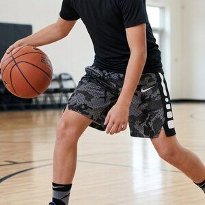 Nike Elite Boys Basketball Shorts - Gray/Black Digital Camo- Large